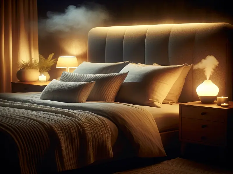 Serene bedroom at night ideal for sleep meditation