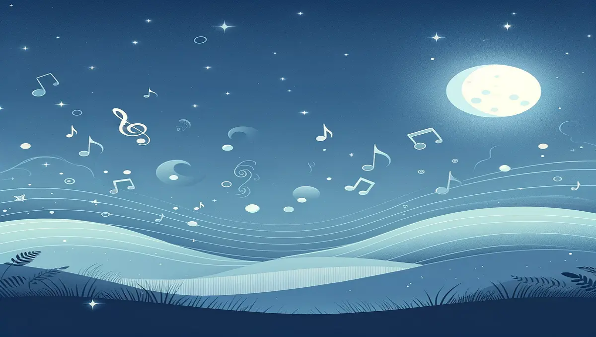 Serene Nighttime Scene for Insomnia Relief with Musical Elements